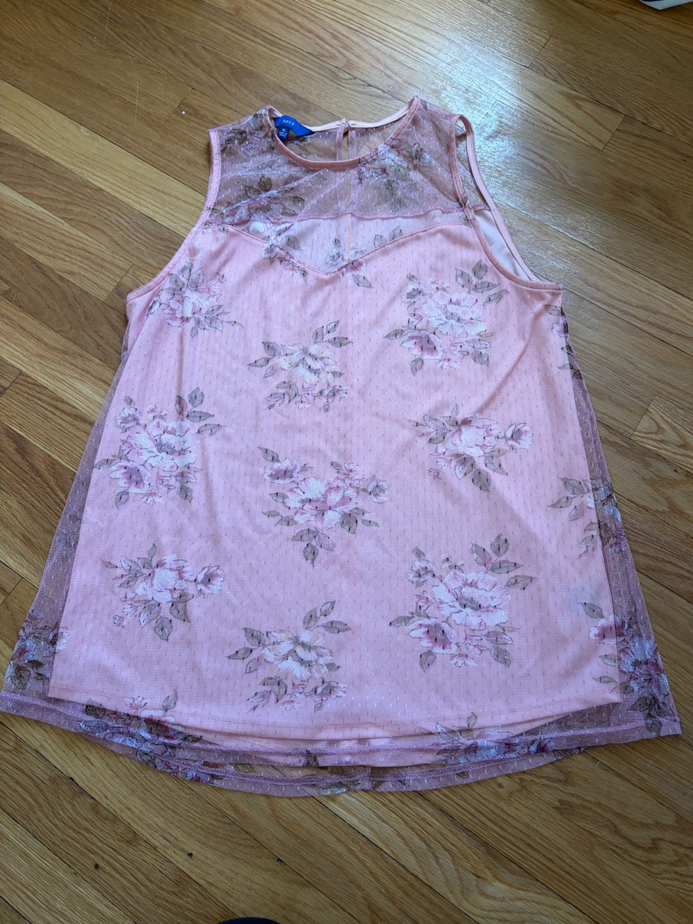 Apt. 9 Peach Floral Mesh Tee